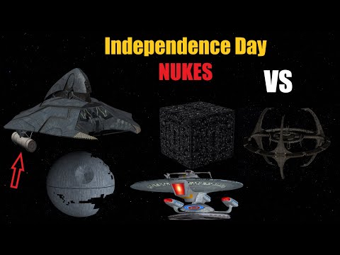 Independence Day NUKES VS Borg DS9 Galaxy Class X From Hell Death Star - Star Trek Starship Battles
