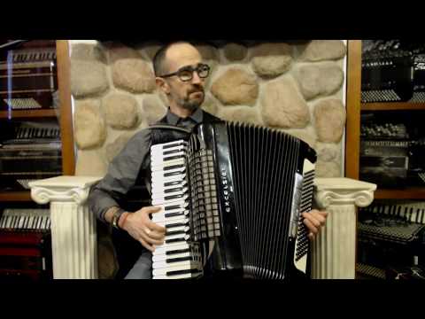 3523 - Black Excelsior 914 Piano Accordion LMMH 41 120 $1999