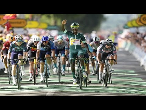 Eritrean cyclist Girmay completes a hat trick of stage wins on Tour de France