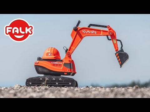 Trampbil Falk Kubota Grävmaskin Inkl. Hjälm för Barn