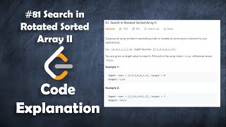 YouTube video 'Search in Rotated Sorted Array II | Live Coding with Explanation | Leetcode #81'
