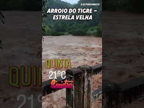 Divisa entre Arroio do Tigre e Estrela Velha, RS 😳🙏#enchente #cheias   #alagamento #ponte #rural