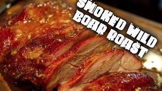 Smoked Wild Boar Roast with Peach and Rosemary Glaze and Mad Hunky Pork Brine