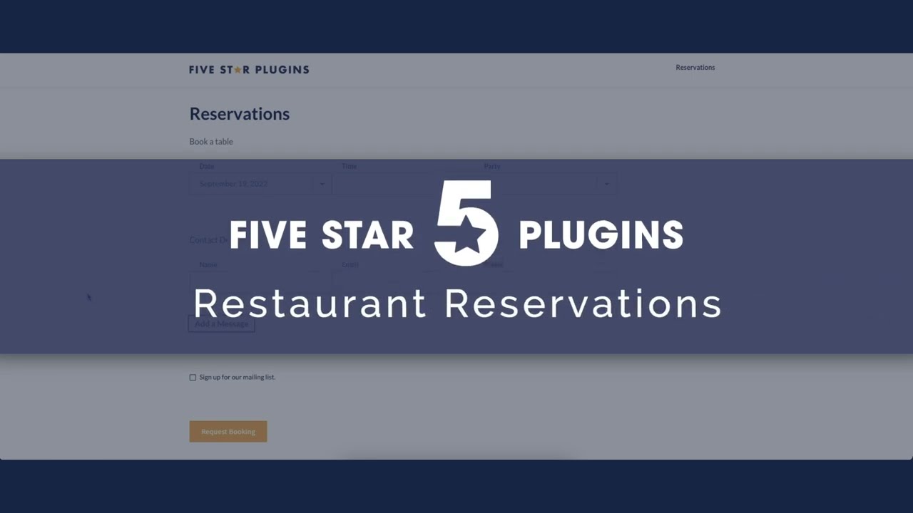 Five Star Restaurant Reservations WordPress Plugin