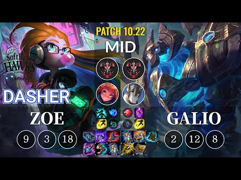 SHG Dasher Zoe vs Galio Mid - KR Patch 10.22