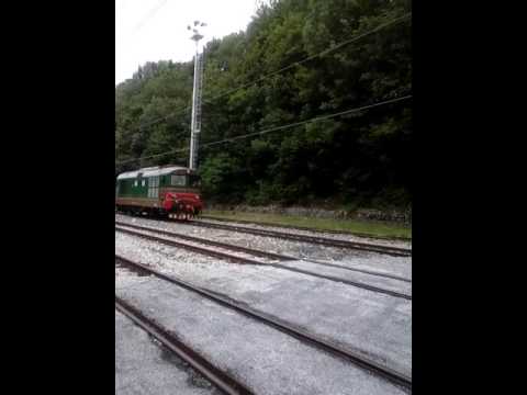 Manovra della locomotiva Diesel D 345 1142 in stazione a Limone P.te