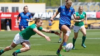 OUCH:  Ireland's Flood takes a big French tackle