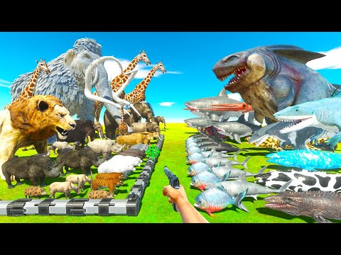 King Shark vs Mammoth | Sea Monsters Fights Ice Age Animals - Animal Revolt Battle Simulator