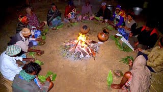 Winter night picnic with santali tribe people | Tribe famous food | village cooking vlog picnic