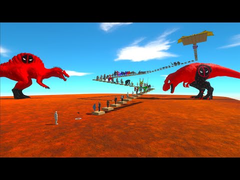 DEADLY FPS PARKOUR AROUND DEADPOOL SPINOSAURUS & DEADPOOL T- REX - Animal Revolt Battle Simulator