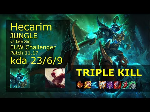 Hecarim vs Lee Sin Jungle - EUW Challenger 23/6/9 Patch 11.17 Gameplay