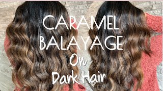 FOILAYAGE | Caramel BALAYAGE On DARK HAIR