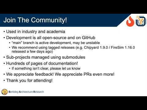 Tutorial Conclusion - FireSim/Chipyard Tutorial @ ASPLOS 2023
