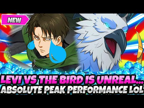 *LMAOOOO... LEVI VS THE BIRD IS UNREAL...* ABSOLUTE PEAK PERFORMANCE LOL (7DS Grand Cross AOT Collab