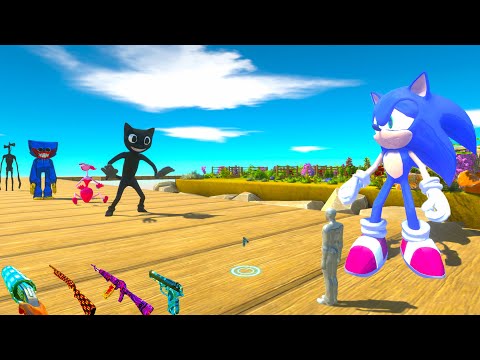 SONIC and FPS AVATAR RESCUE MISSION DEATH RUN -  Animal Revolt Battle Simulator