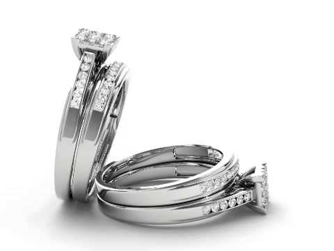 1/2ct Diamond Square Shape Engagement Ring Set in 10k White Gold