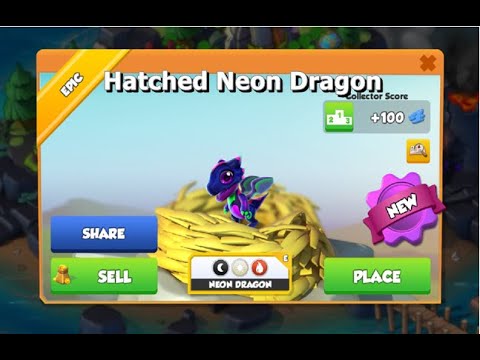Hatched Neon Dragon-Dragon Mania legends | Coconut Dragon board event |  DML