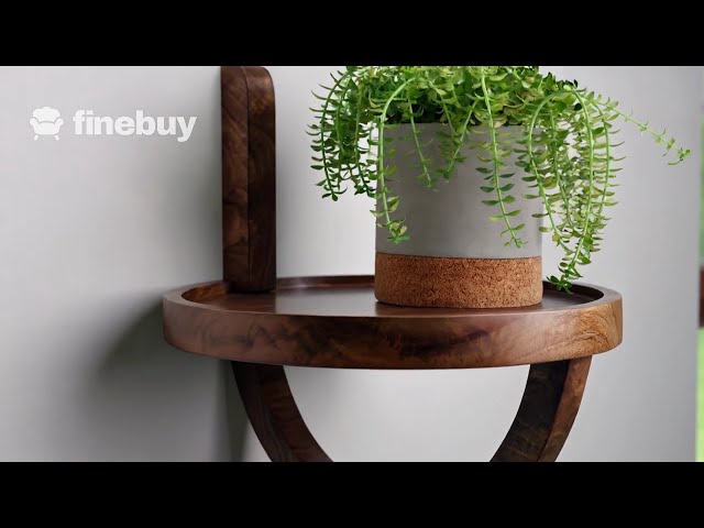 Video Teaser für FineBuy Wandregal Hängeregal 30x33x30 cm Mango Massivholz Nachttisch Wand Regal Rund