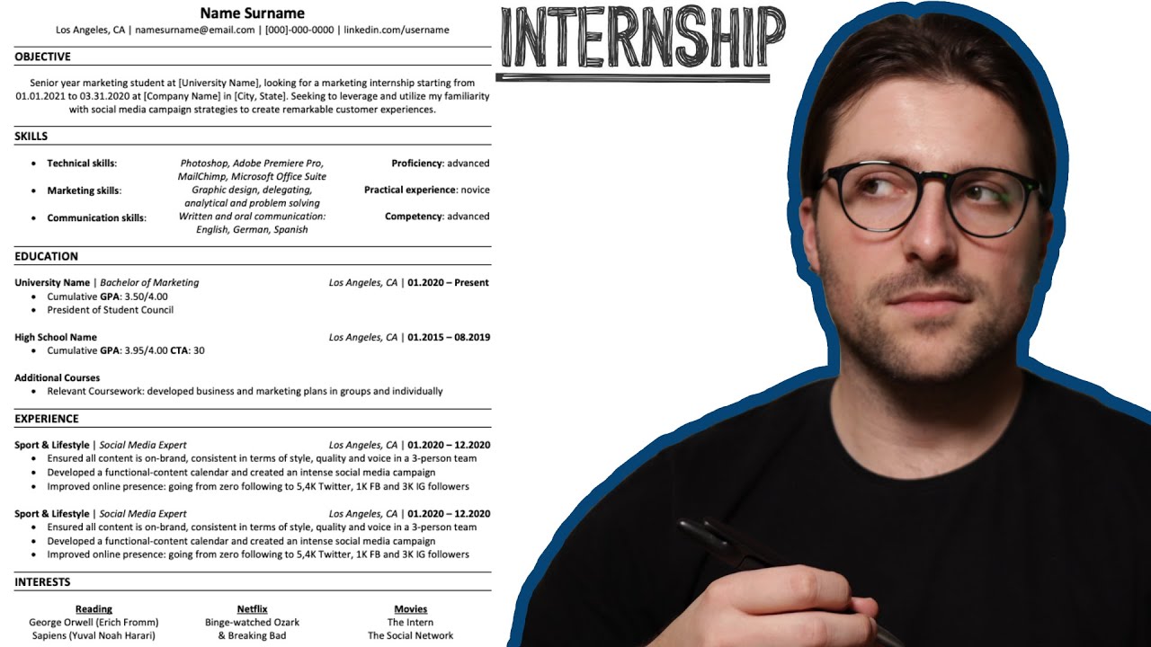 How To Make an Internship Resume Example | Microsoft Word