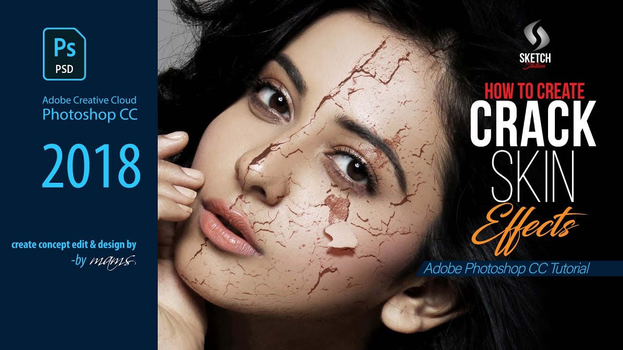 Skin Crack and peel Photoshop tutorial - video 3