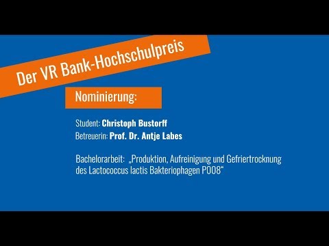VR Bank-Hochschulpreis. Platz 2: Christoph Bustorff (Bachelor Biotechnologie-Verfahrenstechnik)