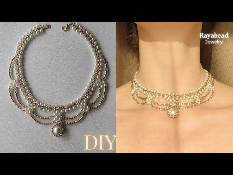 DIY Beaded Pearl Necklace 🤍 How to Make Jewellery at Home Tutorial 🤍