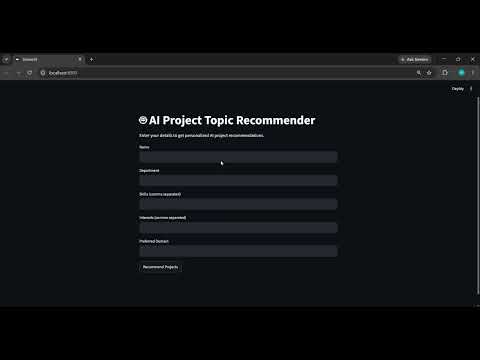 Task Demo - DAS004967 - Project Topic Recommender