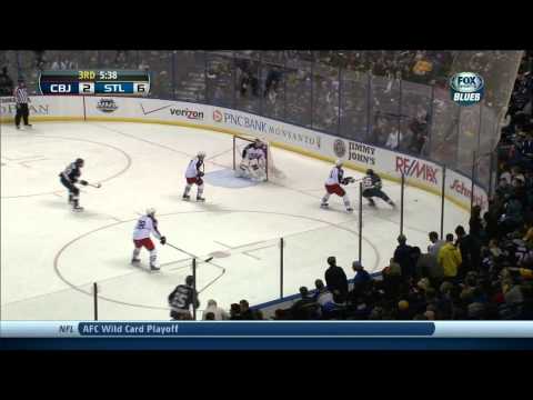 Alex Pietrangelo wrist shot goal 6-2 Columbus Blue Jackets vs St. Louis Blues 1/4/14 NHL Hockey