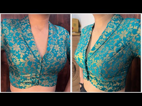 Shawl Collar Cutting And Stitching Part 2/Perfect Fitting Collar Blouse/#shahnaz #blouse