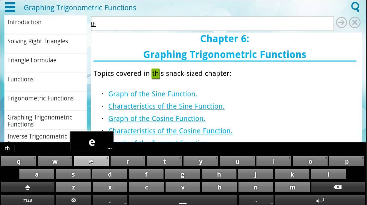 Demo of Trigonometry app on Android tablet
