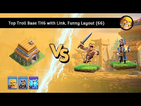 Top Troll Base TH6 with Link, Funny Layout (66)