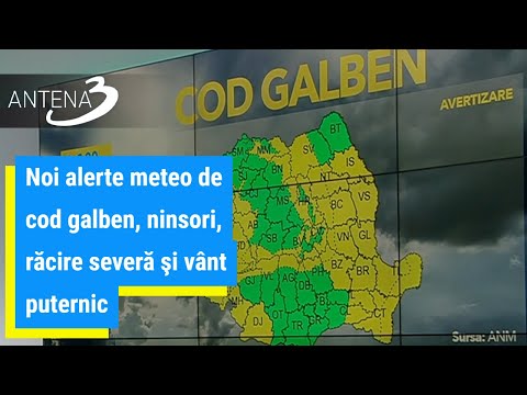 Noi alerte meteo de cod galben, ninsori, răcire severă şi vânt puternic. Ce zone sunt vizate