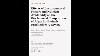 Effects of Environmental Factors and Nutrient Availability on the Biochemical Composi... | RTCL.TV