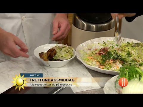 Trettondagsmiddag - kyckling med läckra tillbehör - Nyhetsmorgon (TV4)