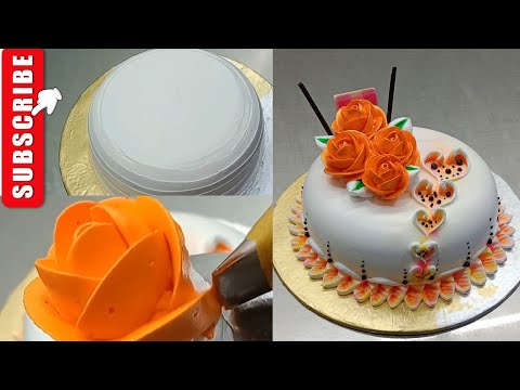 Dome shape|cake decorating tutorial |cream flower #dome