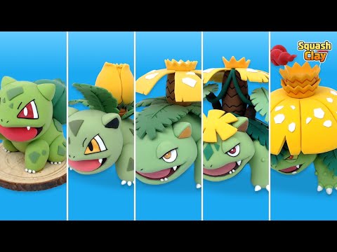 Making Shiny Bulbasaur family Pokémon out of clay