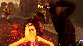 サングラスをかけた女性が黒人男性3人に囲まれています。-Dead by Daylight【マンシアガ】