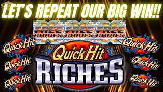 FREE GAMES BONUS on QUICK HIT RICHES! Let's repeat our BIG WIN@palacasinosparesort! FAST SPINS WORK!