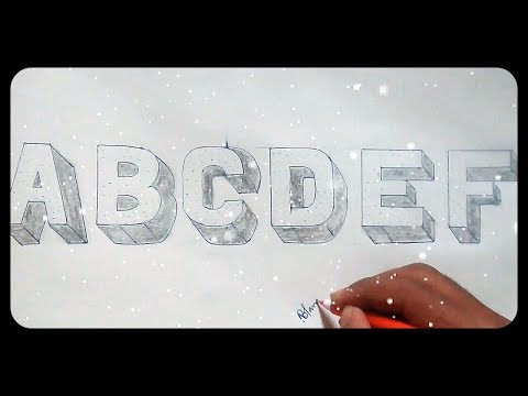 very simple and easy!! How to drawing 3D floating letter "A" to "Z" .....   part-1