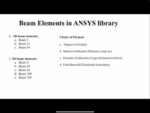 Lecture 13: Beam Element in ANSYS Library