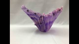 Part 2 - Free Form Tree Ring Resin Sculpture Vase in Pearl White, Pink and Purple