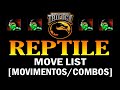 Mortal Kombat Trilogy PS1 Reptile Move List Movimentos Combos