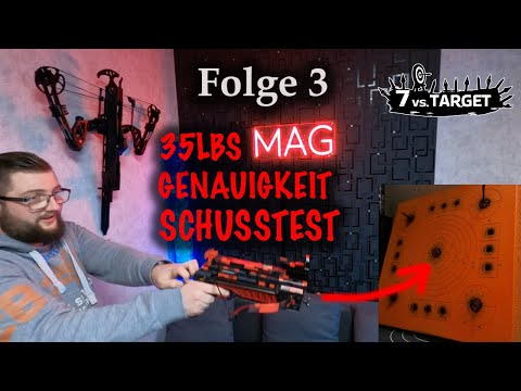7 VS. TARGET Folge 3: Genauigkeit mit dem 35lbs Wurfarm in der Steambow Stinger Compact - Schusstest