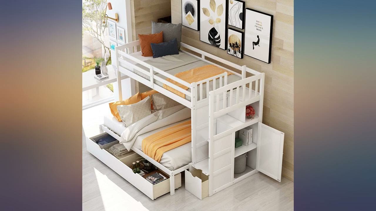 Softsea Twin Over Twin Bunk Beds With Storage Drawers And Staircase For ...