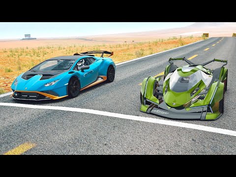 Lamborghini V12 Vision GT vs Lamborghini Huracan STO - Desert Drag Race