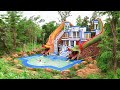 Full Video Build Creative Dragons Water Slide Park To Swimming Pool With Villa Design In Forest