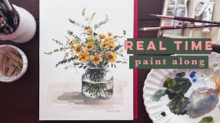 How To Paint a Floral Still Life | Real Time Flower Painting Tutorial