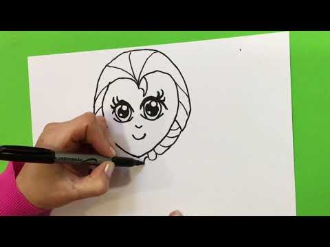 How to draw Elsa from Frozen, cartoon version. Easy...