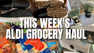 THIS WEEK'S ALDI FINDS AND GROCERY HAUL - AISLE OF SHAME FINDS, $3.99 Mums and Comfortable Shoes