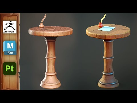 Stylized Table 3D Model with Maya 2024, Zbrush, and Substance Painter
